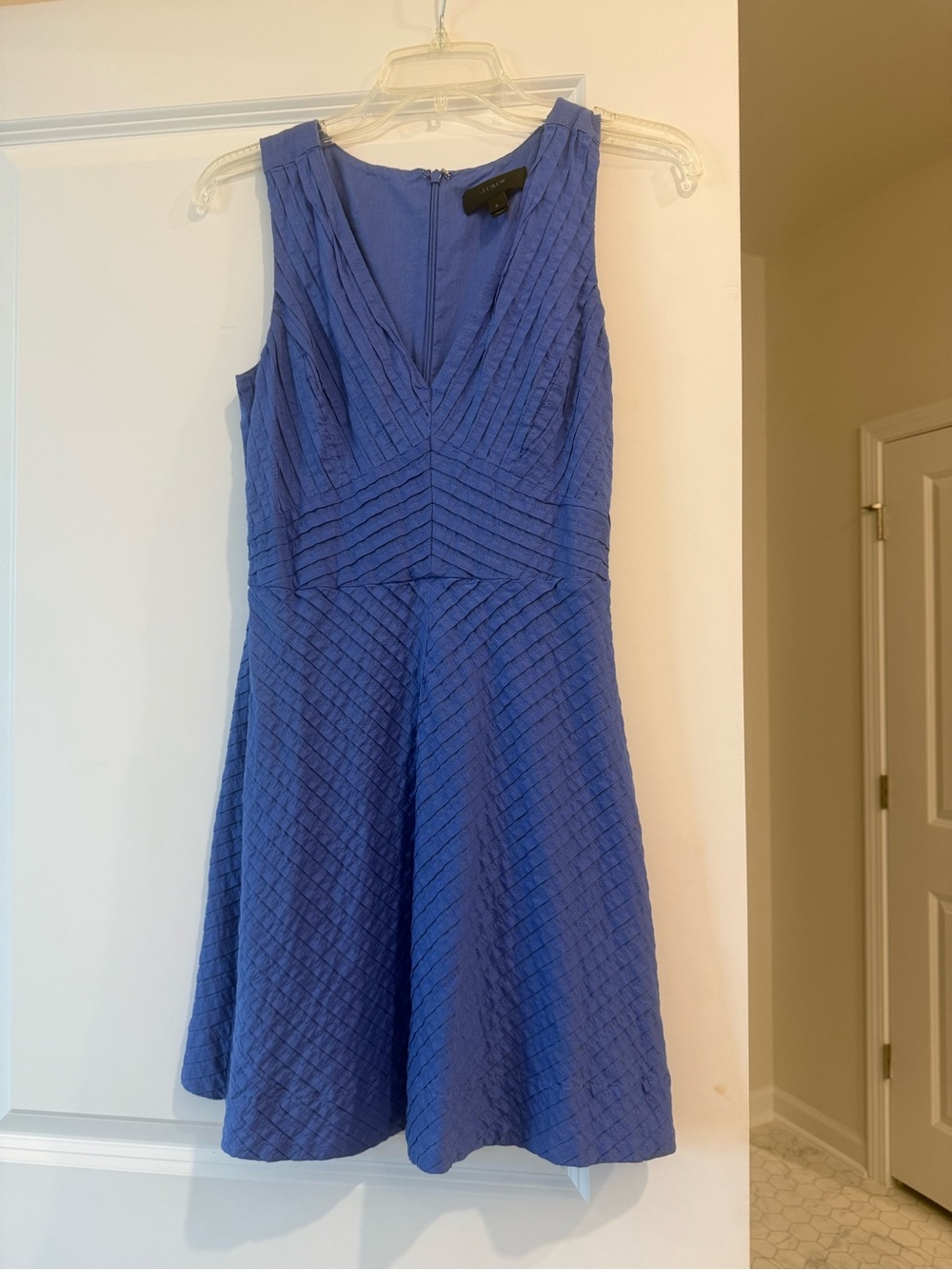 J. Crew Textured V-Neck Fit & Flare Dress in Periwinkle